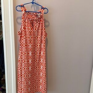 Jude Connally Orange and White Geometric Mini Dress